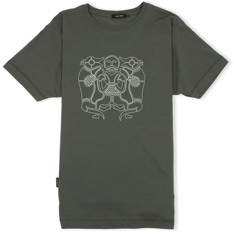 Tiw Anglo-Saxon God charcoal t-shirt with Senlak branding on sleeve