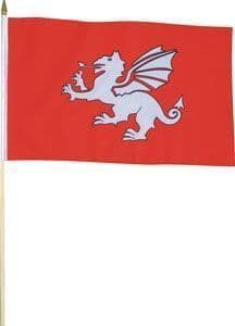 White Dragon Large Handwaving Flag 12" x 18"