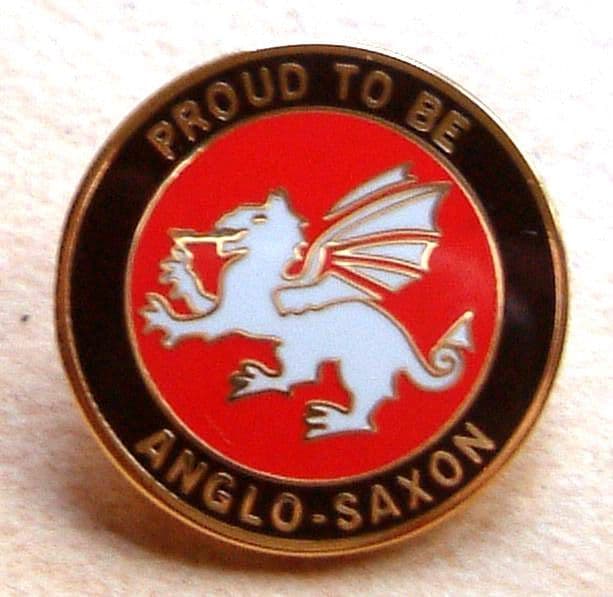 White Dragon Round Lapel Badge - Proud To be Anglo-Saxon