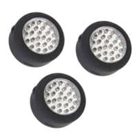 3 x 24 LED ROUND CAMPING MAGNETIC WORK LIGHT LAMP BATTERY POWERED HANGER