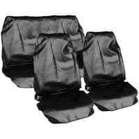 BLACK UNIVERSAL FIT FULL SET SEAT PROTECTORS WATER RESISTANT NYLON FRONT & BACK
