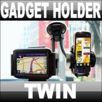 TWIN GADGET HOLDER MP3 SAT NAV PDA MOBILE PHONE CAR VAN