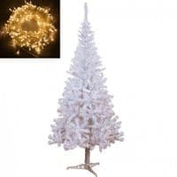WHITE CHRISTMAS TREE ALBERTA PINE 6FT STAND XMAS BUSHY PINE BRANCHES WITH LIGHTS
