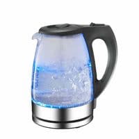 GLASS ELECTRIC KETTLE FILTERED CORDLESS FAST BOIL ILLUMINATED WITH BLUE LED 1.7L