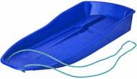 LARGE PLASTIC SLEDGE WITH ROPE WINTER OUTDOOR SNOW KIDS TOBOGGAN SLED BLUE