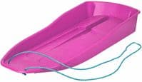 LARGE PLASTIC SLEDGE WITH ROPE WINTER OUTDOOR SNOW KIDS TOBOGGAN SLED PINK