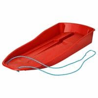 LARGE PLASTIC SLEDGE WITH ROPE WINTER OUTDOOR SNOW KIDS TOBOGGAN SLED RED