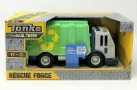 TONKA RESCUE FORCE GARBAGE RECYCLING WASTE TRUCK BIN LORRY LIGHT & SOUNDS TOY