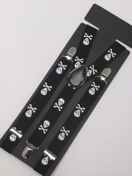 Black Braces with White Skull Detail 2.5 cm - PC6371