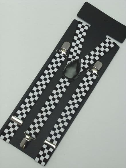 Black & White Chequered Braces 2.5 cm wide - PC6374