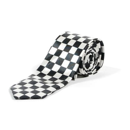 Black & White Chequered Satin Necktie - PC6383