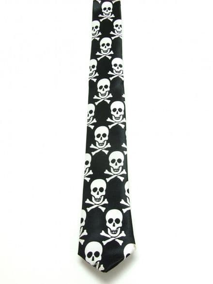 Black & White skull Satin Necktie - PC8362