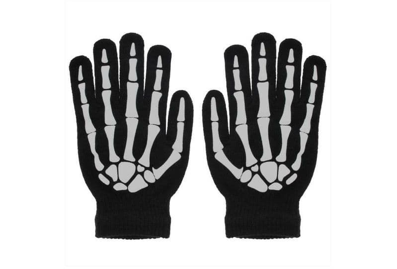 Black with White Skeleton Hand print Full Glove 22555
