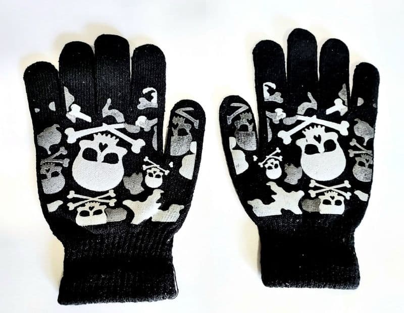 Black with White Skull and Bones  Full Glove 22556