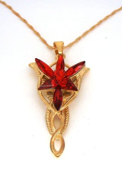 LOTR Arwen Evenstar gold plated pendant necklace 4036