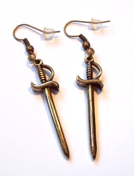 Pirates of the Caribbean inspired Newest Sword Dangle Earring, pirate gold colour 2804