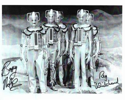Reg Whitehead & Barry Noble signed autographs Cybermen DR WHO 10" x 8" COA 12270