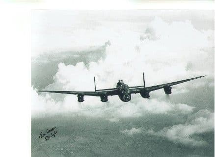 Ron Green Piloted andAvro Lancaster signed 10" X 8" photograph