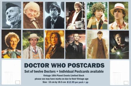 Set 12 Doctors - Postcards  - (15cm/10.5cm) unsigned Limited stock 11316