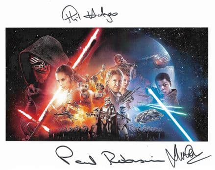 The Force Awakens Signed Paul Robinson, Phil Hodges Sandeep Monan RARE COA 12030