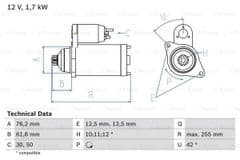 Starter Motor 2.0 TDI Manual Gearbox By Bosch