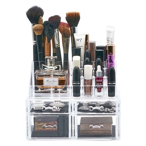 4 Drawer Makeup Organiser with Lipstick Holder