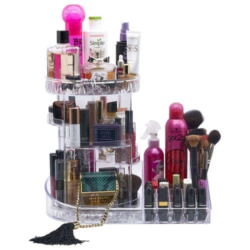 Large Rotating Makeup Organiser with Side Lipstick Holder