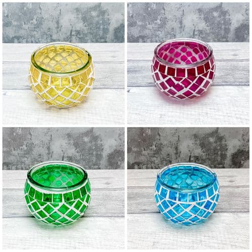 Mosaic Tea Light Holder with Candles